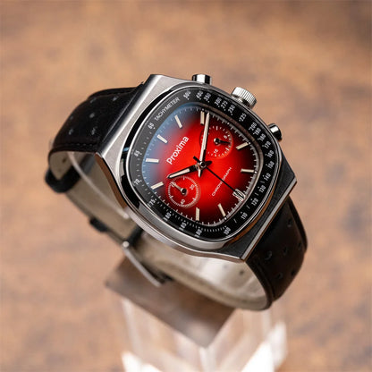 Proxima PX1734 Retro Quartz Chronograph Men Watches Sapphire Glass Enamel Dial Stainless Steel Fashion Dress Wristwatch