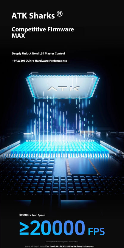 ATK Blazing Sky F1 V2 Ultra Max Wireless Gaming Mouse Dual-Mode Lightweight PAW3950Ultra Dual 8K Low Latency Ergonomic Extreme