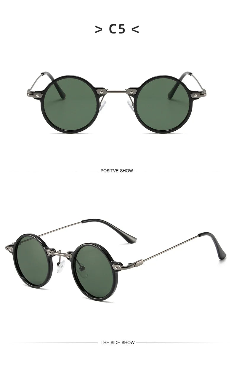 Runde Sonnenbrillen für Männer und Frauen, Retro-Steampunk-Sonnenbrillen, Herren- und Damenbrillen, Marken-Designerbrillen, Metallrahmen, Sonnenbrillen, Oculos De Sol
