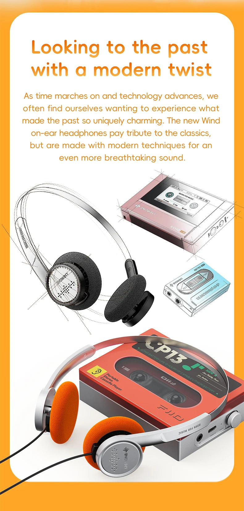 Snowsky/FiiO Wind 3.5mm ON-Ear Headphones for Recording Gaming with Microphone, 40mm Diaphragms driver,HiFi Sound