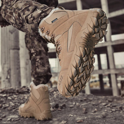 Chaussures de neige antidérapantes pour hommes, bottines montantes à plateforme, confortables et chaudes, bottes d'hiver pour hommes, bottes de couture dans le désert