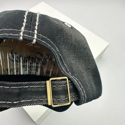 Bonés de basebol vintage coreanos lavados para homem e mulher, em algodão, com fecho snapback, bordado, design novo e versátil, letras bordadas, estilo casual desgastado