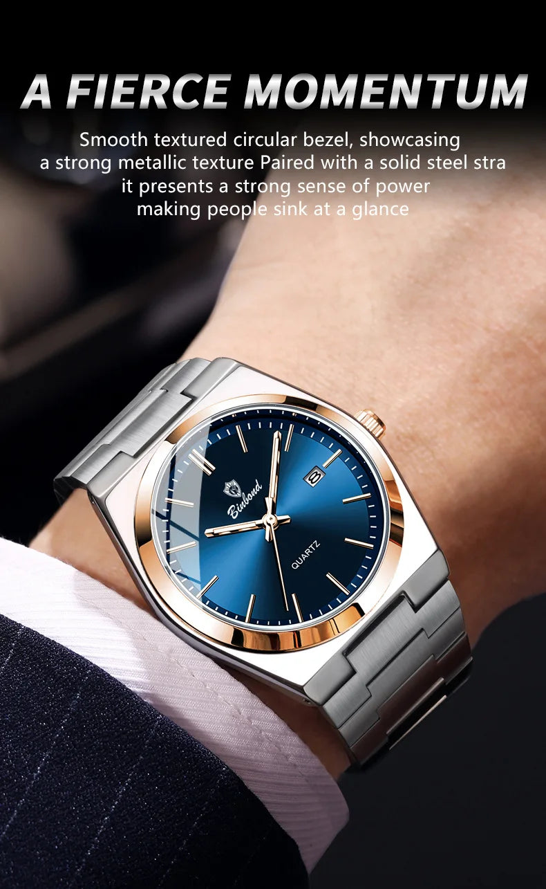 Montre pour homme UTHAI, marque de luxe abordable, en acier inoxydable, avec calendrier, étanche, pour homme, affaires et loisirs, montre à quartz tendance
