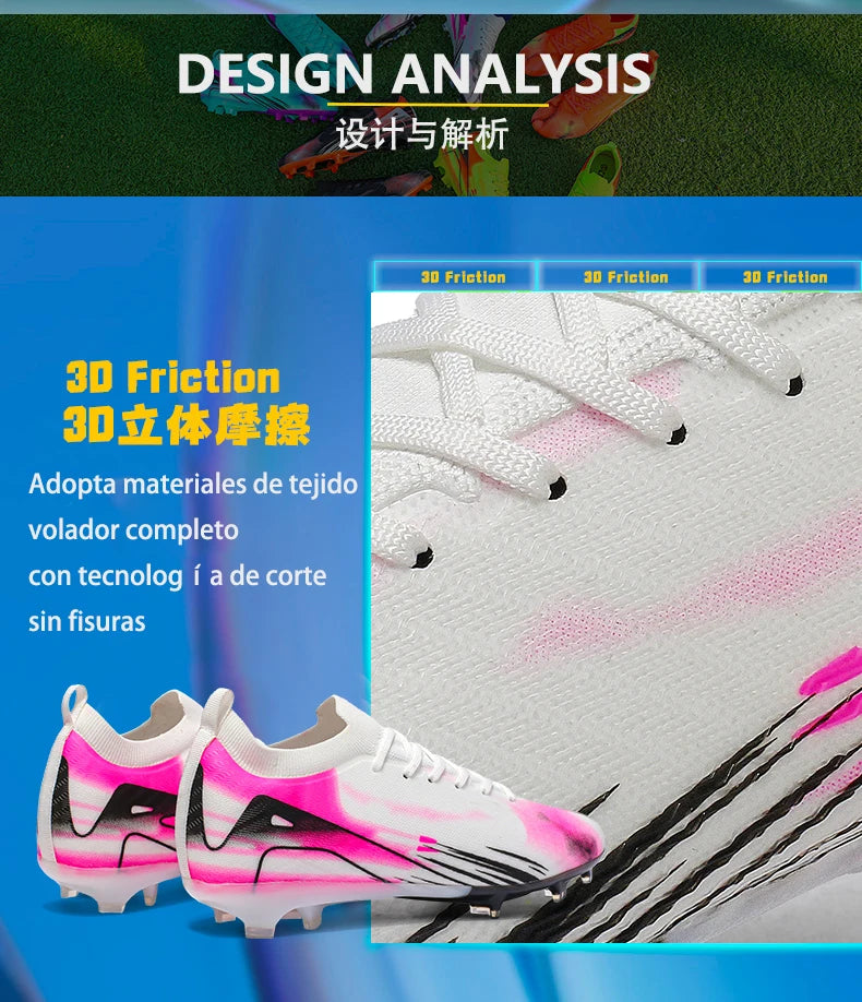 New Men Football Boots FG Non-Slip Training Shoes Soccer Cleats Long Spikes Soccer Shoes Ultralight Outdoor Drop Shipping