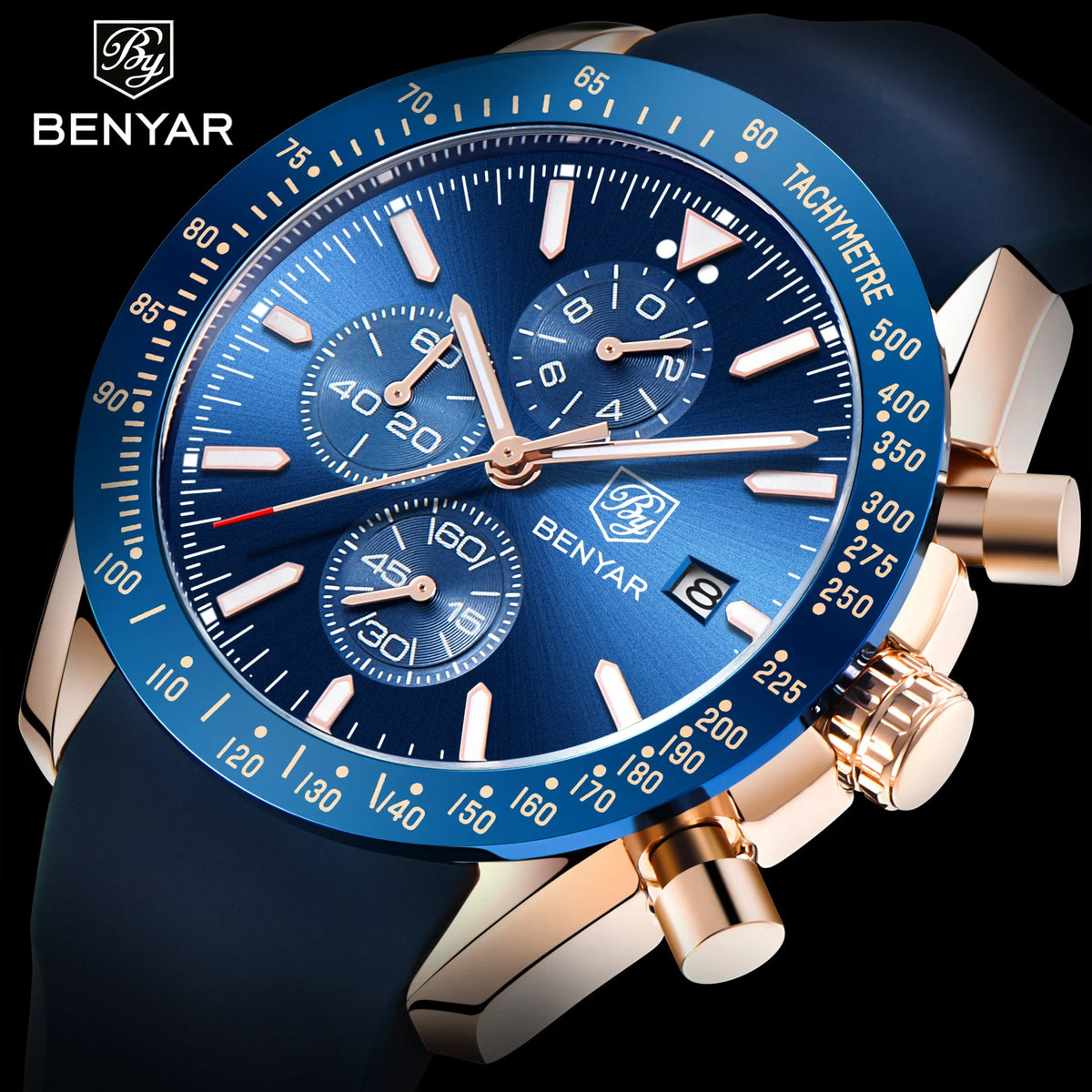 Orologio da uomo BENYAR 5140, orologio sportivo casual, orologio al quarzo di lusso impermeabile, cronografo militare di marca di alta gamma.