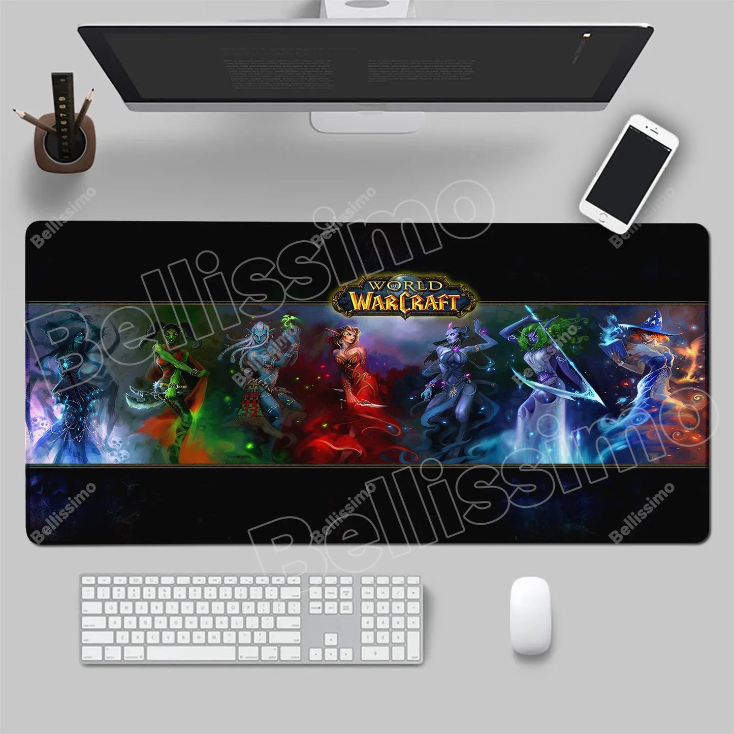 World Of Warcraft 90x40 Μεγάλο Gaming Mouse Pad Επιφάνειας Γραφείου για Παιχνίδια Csgo, Φυσικό Καουτσούκ, Μεγάλο Gamer XXL Mousepad Υπολογιστή