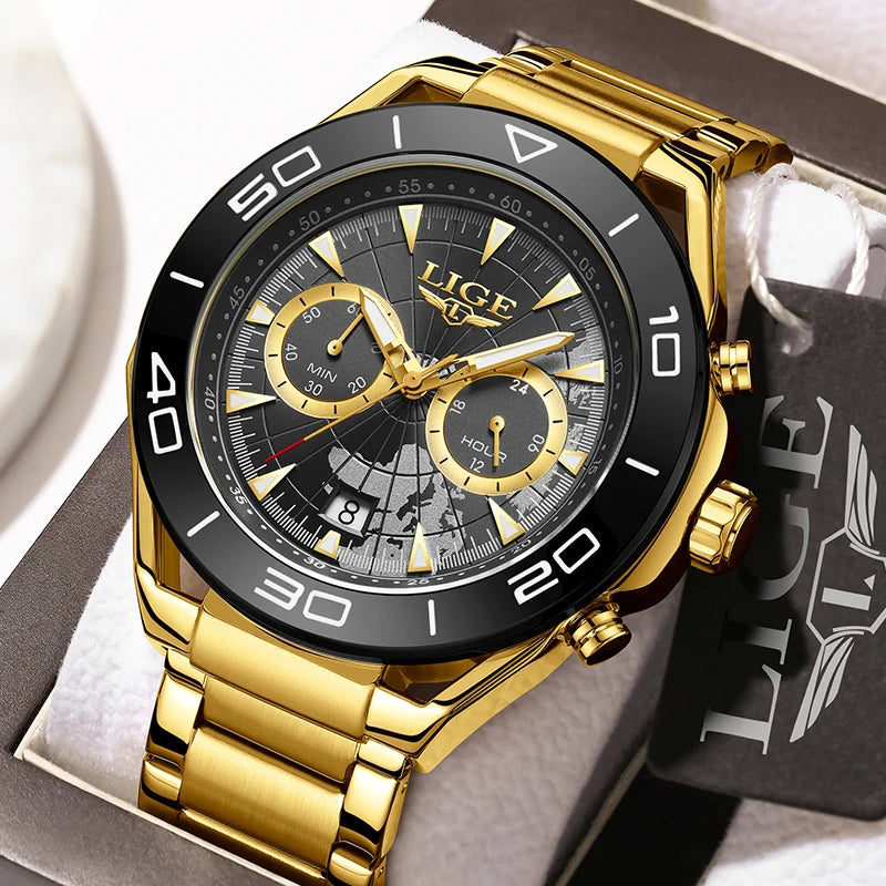 LIGE Luxusuhren für Herren, Freizeit- und Business-Uhren, Herrenmode, wasserdichte Militär-Quarzarmbanduhren für Herren, Montre Homme