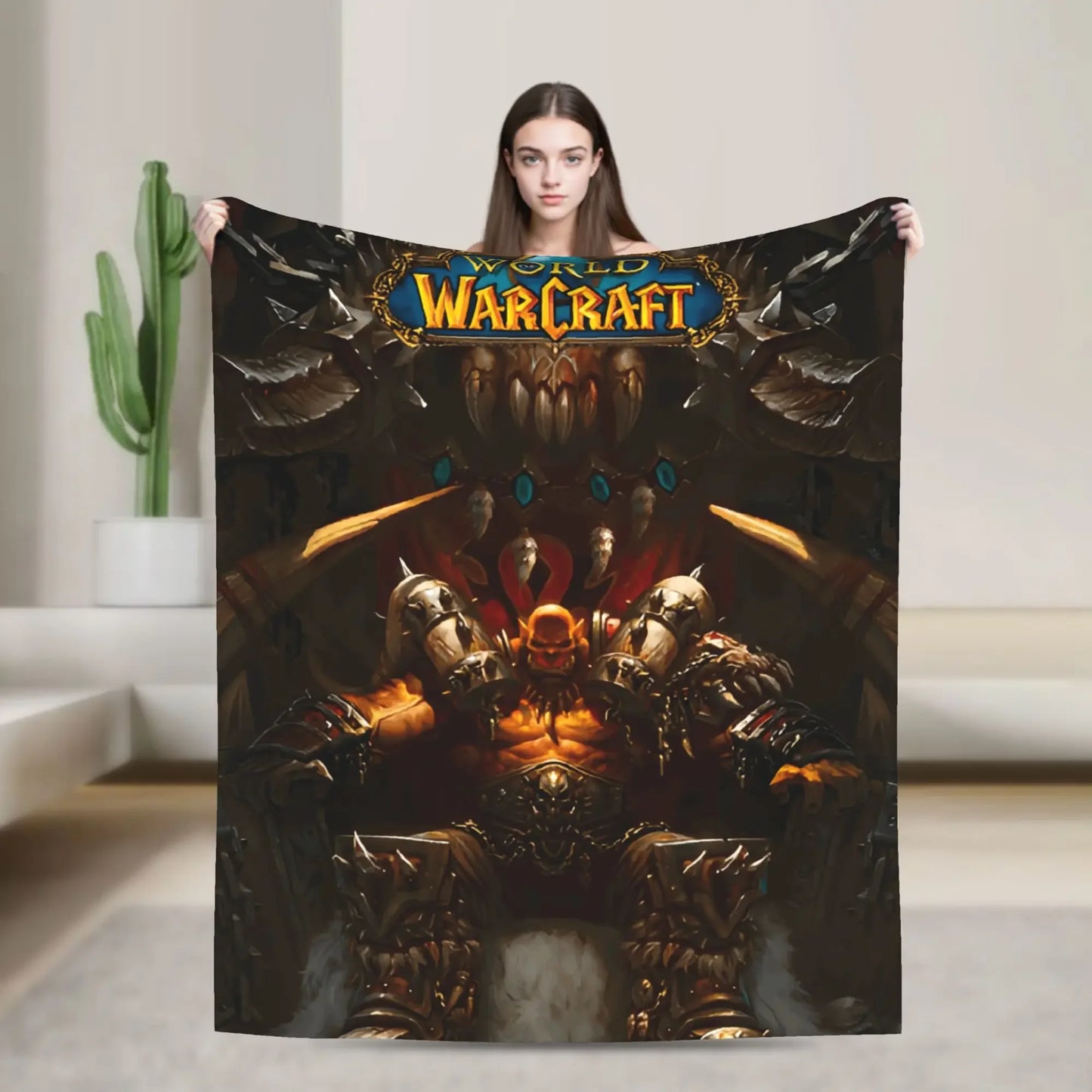 WOW World of Warcraft Arthas Retro Game Flannel Blanket Super Warm Throw Blanket for Bedroom Camping Bedspread Sofa Bed Cover