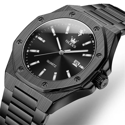 Montres OLEVS pour homme : montre de luxe classique à quartz, argentée et bleue, étanche, en acier inoxydable, luminescente, Reloj Hombre