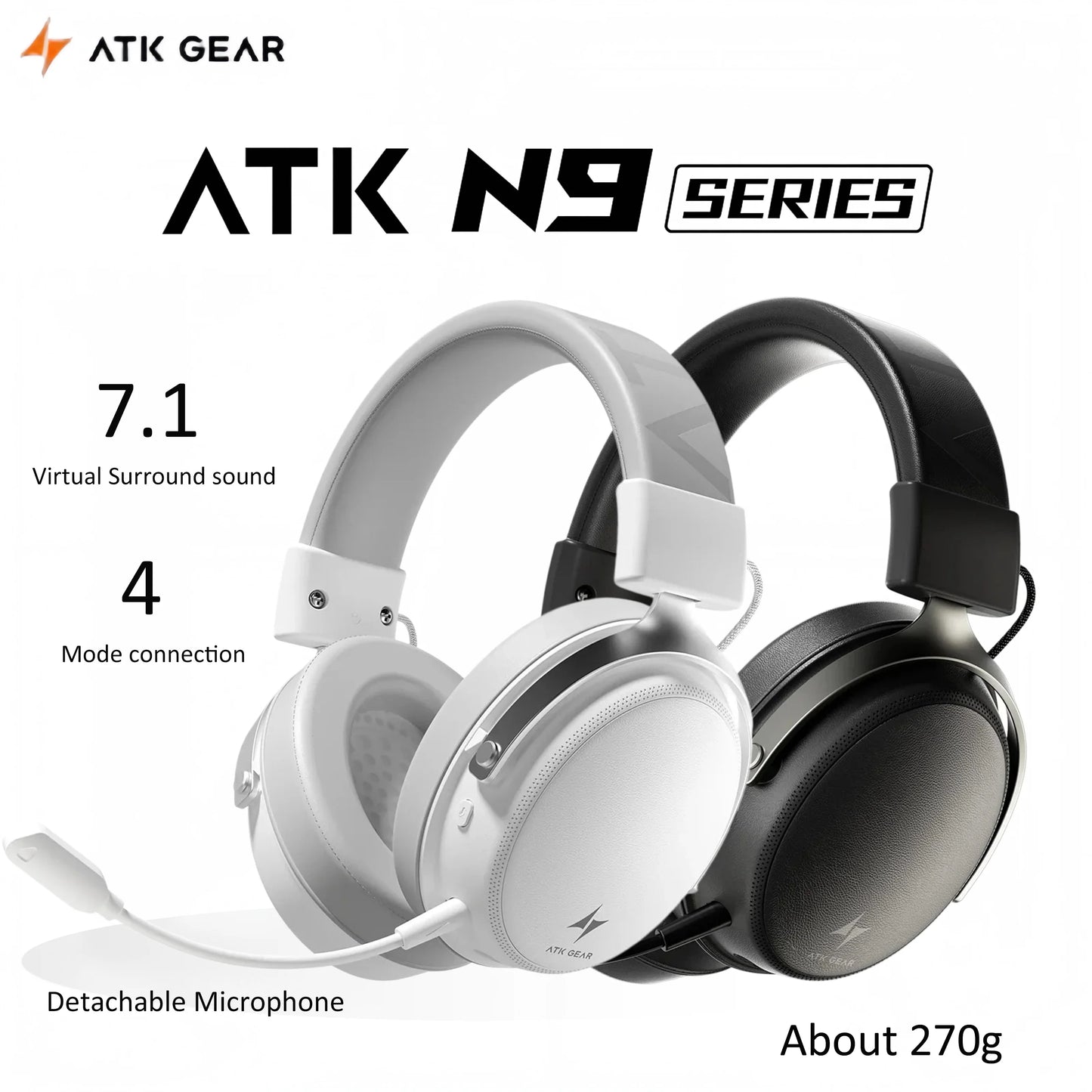 ATK N9 Pro Ultra Wireless Headset with Mic 7.1 sound Four Mode E-sports lightweight headphone Low latency noise reduction gift