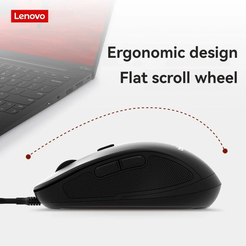 Original Lenovo Wired Mouse M10Pro USB Interface Driver-Free Gaming Office Simple Optical 6-Button Notebook Desktop Computer