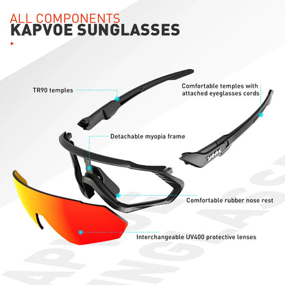 Kapvoe: Gafas de sol de marca para hombre, para pesca, montaña y ciclismo; gafas para mujer, para bicicleta de carretera; gafas de bicicleta; gafas de ciclismo; Oculos Ciclismo