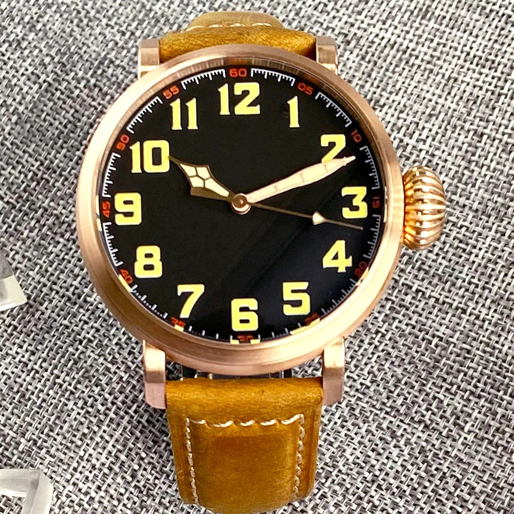 Tandorio 47mm NH35 Diver Men's Automatic Watch CUSN8 Solid Bronze or 316L Steel Case 10ATM Sapphire Crystal Black Dial