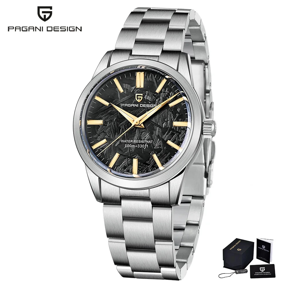Orologio da uomo PAGANI DESIGN 40 mm, movimento al quarzo giapponese TMI VH31, stile lusso/business, vetro zaffiro, acciaio inossidabile 316L, impermeabile fino a 100 m