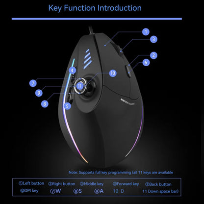 ZELOTES C-18 Vertical Mouse 11 Key Optical Mouse RGB Joysticks Programmable Laser Gaming Mice For PC Computer Gamer