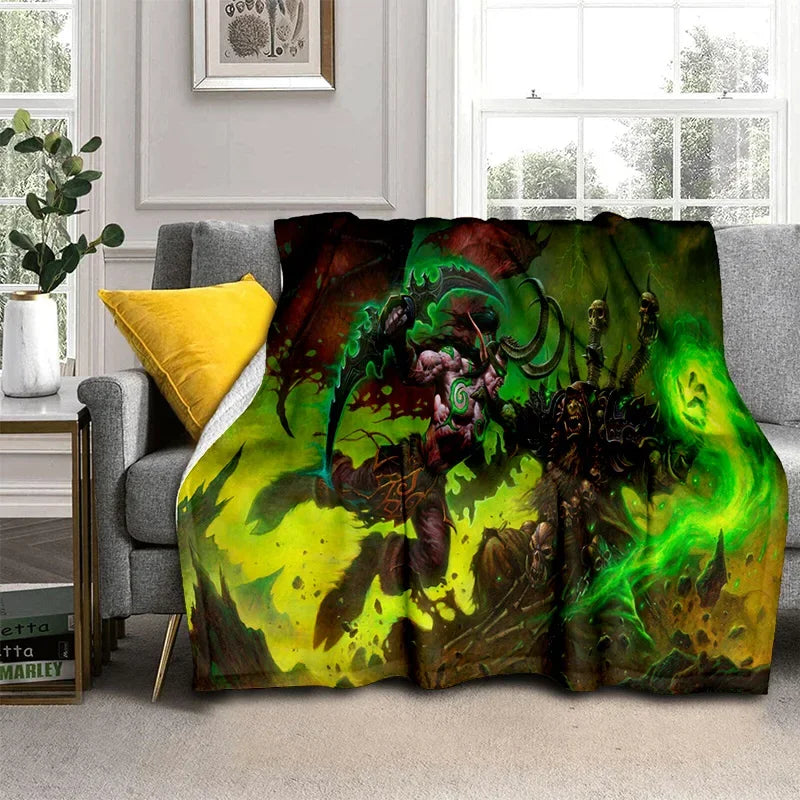 3D World of Warcraft Game WOW Lich King DH Blanket,Soft Throw Blanket for Home Bedroom Bed Sofa Picnic Travel Office Cover Kids