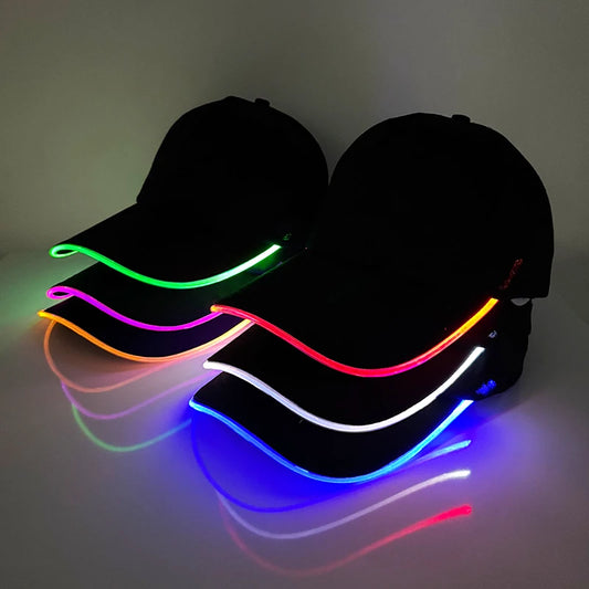 Fashion Glowing Baseball Cap LED Light Up Hip Hop Hat Bar Club Props Fluorescent Hat Men Women DJ Dance Supplies Costume