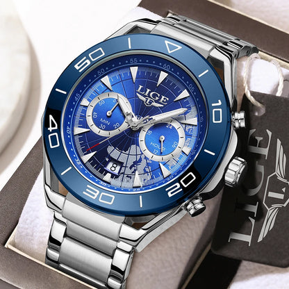 LIGE Luxusuhren für Herren, Freizeit- und Business-Uhren, Herrenmode, wasserdichte Militär-Quarzarmbanduhren für Herren, Montre Homme