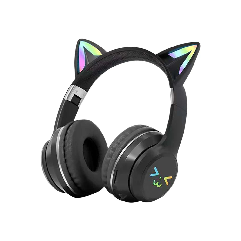 Gradient wireless RB cute cat ears Bluetooth headphones with microphone stereo music games headphones girls children gift