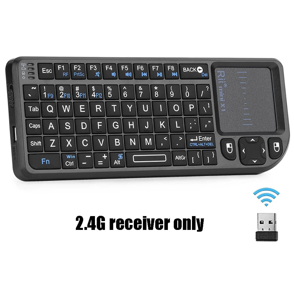 Rii Mini Wireless English Keyboard with TouchPad for Android TV Box/Mini PC/Laptop Mac, Laptop, Windows, Tablet
