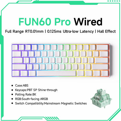 MONSGEEK FUN60 PRO&MAX HE Machanical Keyboard Magnetic Switch 60% Wireless Gaming Keyboard Rapid Trigger 8K ARGB Custom Keyboard