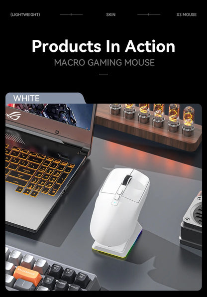 Attack Shark X6 Lightweight Wireless Gaming Mouse with 3 Mode Up to 26K DPI RGB Backlight Charging Base for Laptop Deskbtop