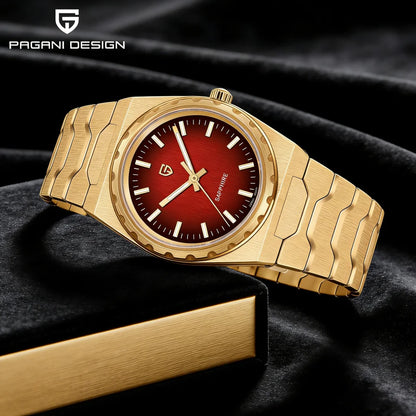 Orologio da uomo di lusso PAGANI DESIGN – Edizione limitata, vetro zaffiro, quadrante rosso, acciaio inossidabile, impermeabile – PDYS020