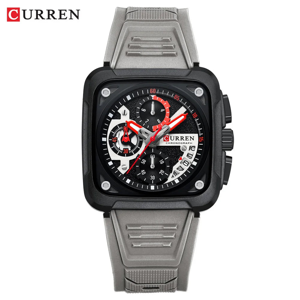 Montres pour homme CURREN : montre-bracelet de luxe à quartz, carrée, originale, étanche et luminescente, chronographe pour homme, Relogio