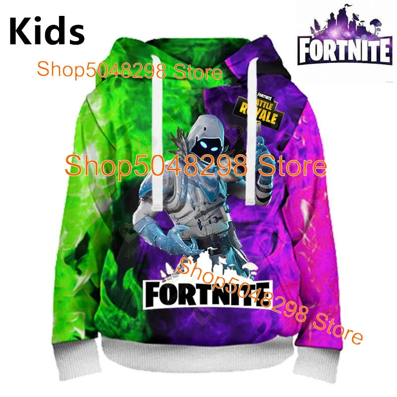 Sweatshirt com Estampado de Herói Fortnite, Jogo Popular, para Rapazes e Raparigas, Roupa 3D Casual, Hoodie para Crianças, Adultos, Homens e Mulheres, Pullover de Primavera e Outono