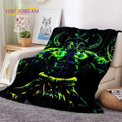 WOW, World of Warcraft Demon Hunter, Lich King, pătură din flanel pentru pat, dormitor, canapea, picnic, pătură pentru exterior și timp liber