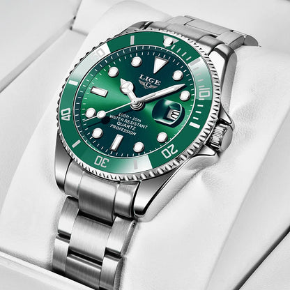 Montre-bracelet LIGE Fashion Business pour homme, étanche à 3 ATM, luminescente, montre de luxe sportive à quartz, chronographe de plongée