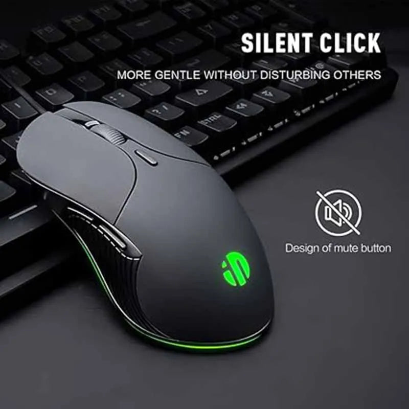 INPHIC B2 USB Wired Mouse 7200DPI Adjustable and 6 Programmable Buttons, Silent Click, Optical Tracking, for PCs and Laptops