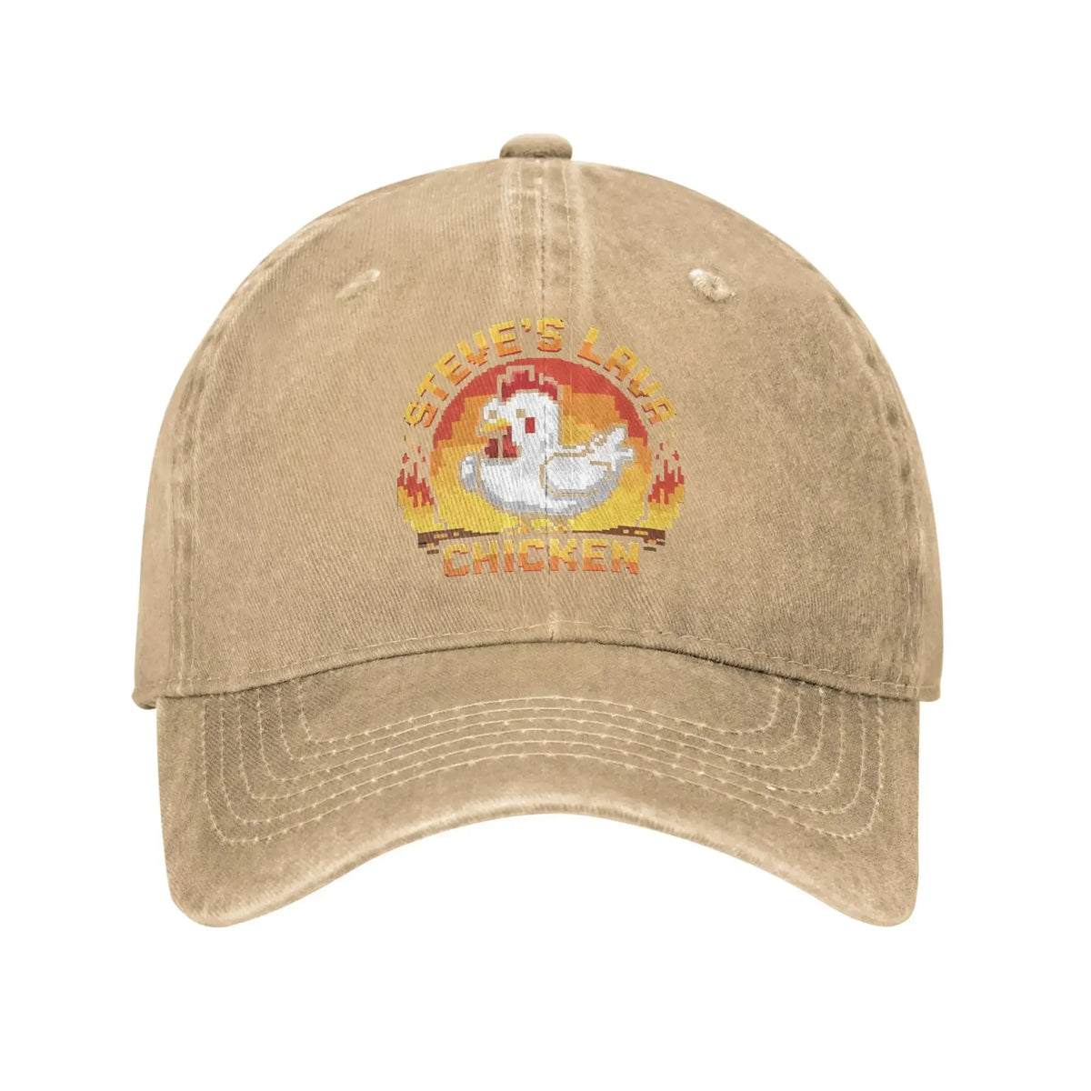 Unisex Chicken Jockey Lava Chicken Print Steves Hat Fashion Distressed Washed  Baseball Cap Adjustable
