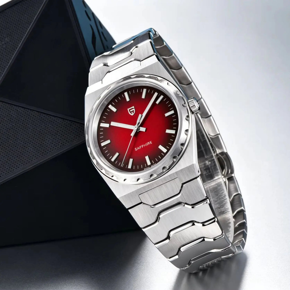 Orologio da uomo di lusso PAGANI DESIGN – Edizione limitata, vetro zaffiro, quadrante rosso, acciaio inossidabile, impermeabile – PDYS020