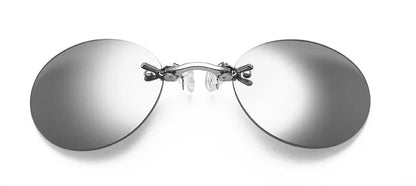 Runde randlose Sonnenbrille für Herren Matrix Morpheus Herren-Klassiker mit Nasenklammer Mini-Brille ohne Rahmen Marken-Designbrille UV400