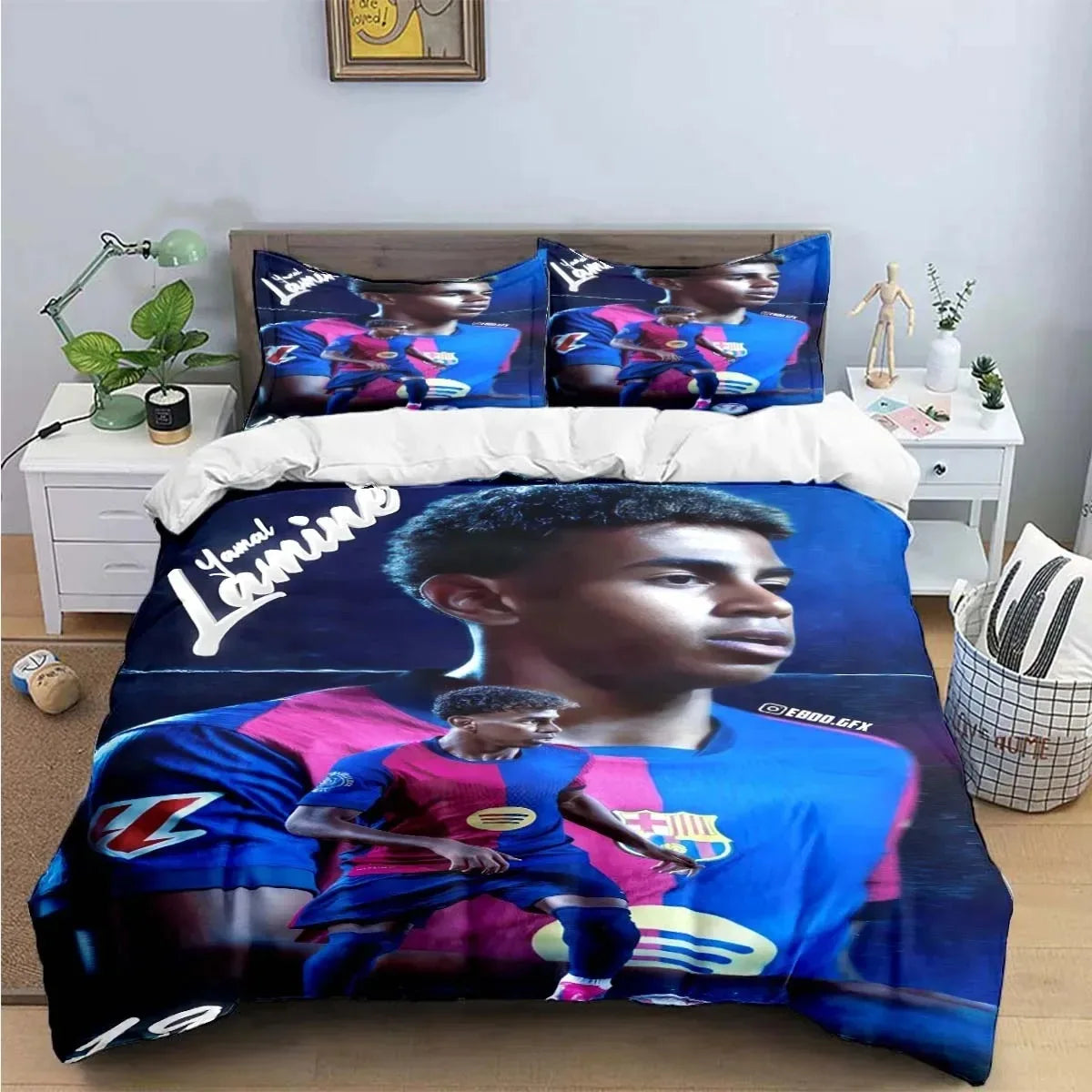 Seturi de lenjerie de pat Spain Football Cenozoic Star L-Lamine Y-Yamal, husă de pilotă și față de pernă, mărimi Single Twin Full Queen King, pentru copii și adolescenți