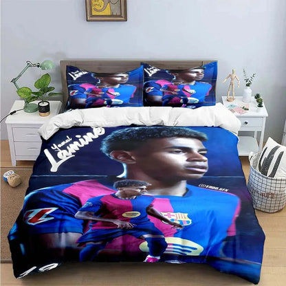 Seturi de lenjerie de pat Spain Football Cenozoic Star L-Lamine Y-Yamal, husă de pilotă și față de pernă, mărimi Single Twin Full Queen King, pentru copii și adolescenți