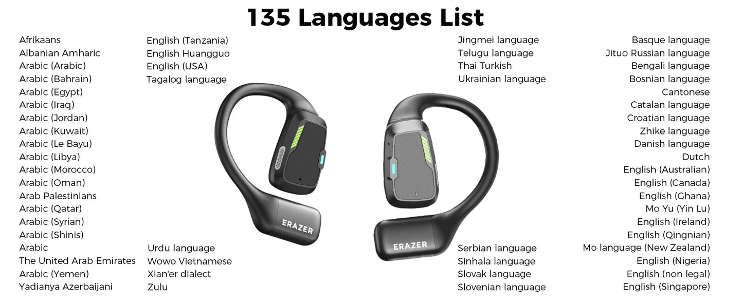 [AI Earphone]Translator Erazer XP6 Bluetooth Earphones Sleep ASMR Headset DIY Equalizer APP AI Wireless Headphones Office Travel