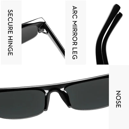 Vintage-Sonnenbrille mit kleinem, rechteckigem Halbrahmen in Schwarz, Leopardenmuster und Farbverlauf – trendige Damen-Sonnenbrille zum Autofahren