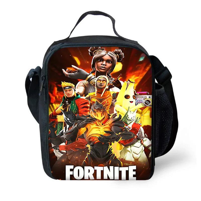 Детска голяма изолирана чанта F-FortniteS с голям капацитет за момчета и момичета, ученици, за пикник на открито, многократна термо хладилна кутия за обяд