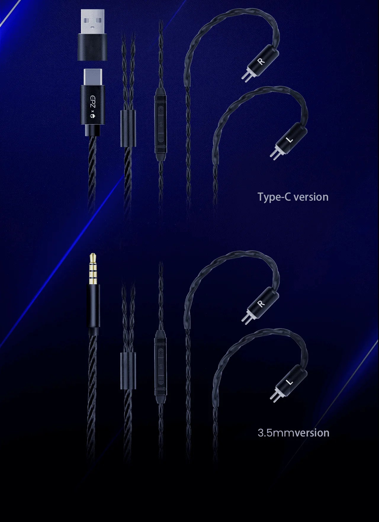 EPZ G10 Wired Earphones HIFI Music IEM In Ear Noise Cancellation Headphones Gaming Type C 1.7M/3.5MM Detachable Earphone Cable
