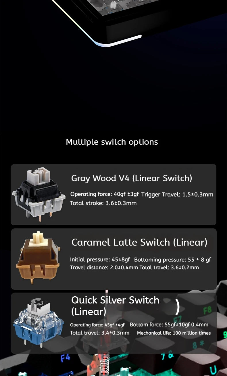 AULA S75 PRO Mechanical Keyboard 75% Custom Layout RGB Backlight Wireless Bluetooth Gaming Keyboard with Screen Knob
