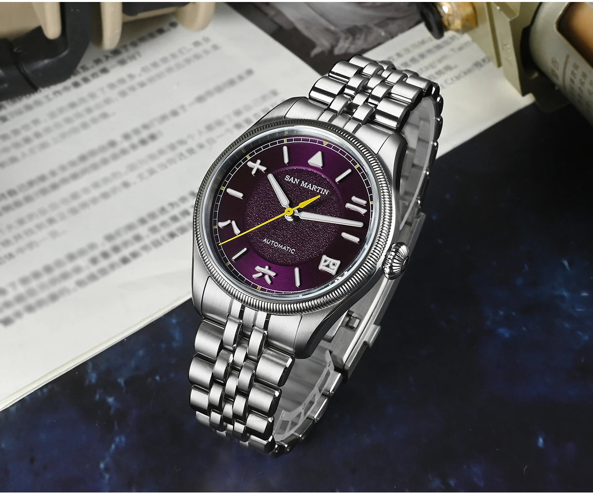 San Martin 39.5mm Men Pilot Watch YN55 Automatic Mechanical Aviation Watches Chinese Style Original Design SN0033 Field Reloj