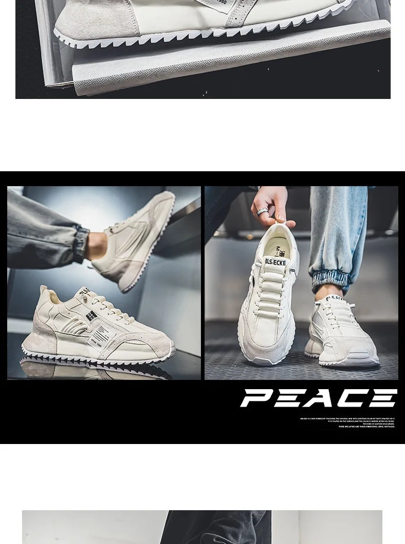Shoes for Men Casual Sports Four Seasons Moccasins Trend Designed Personality Lace-up Leather Sneakers Comfortable Breathable