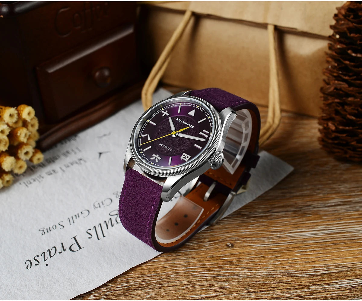 San Martin 39.5mm Men Pilot Watch YN55 Automatic Mechanical Aviation Watches Chinese Style Original Design SN0033 Field Reloj