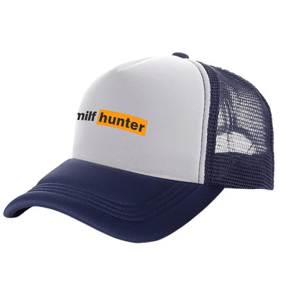Bonés de camionista Milf Hunter — Bonés de moda Milf Hunter — Bonés de basebol — Bonés de malha para o sol, verão e atividades ao ar livre — MZ-506