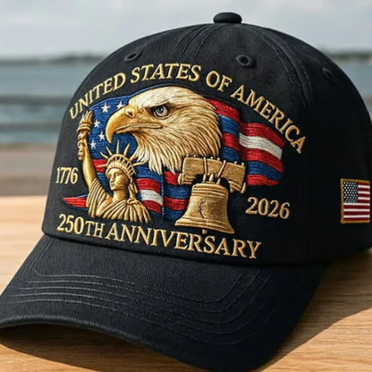 USA 250th Anniversary Eagle Print Hat Unisex Adjustable Washed Cotton Peak Hat Trucker Hats Outdoor Visor Baseball Cap