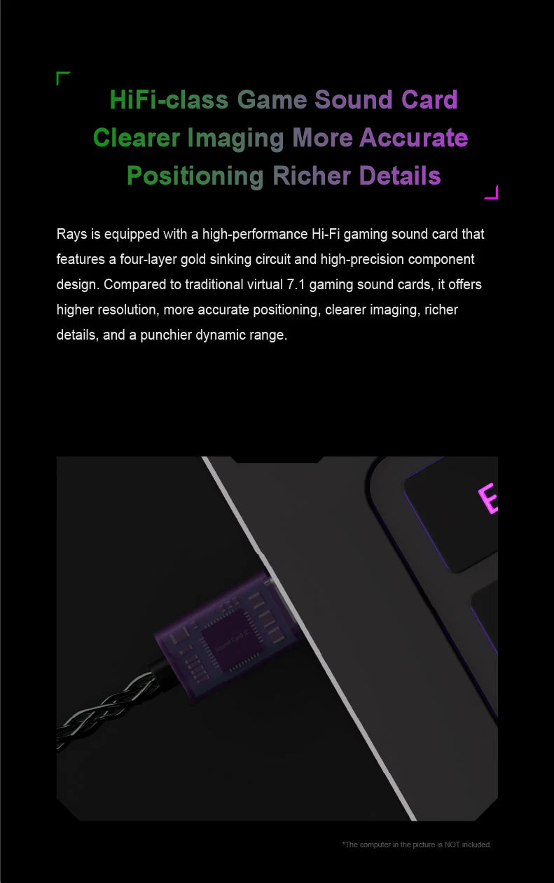 MOONDROP RAYS Gaming Earphones Gravity USB-C DSP Game Sound Card Professional Gaming lEMs Co-tuned with Professional Players