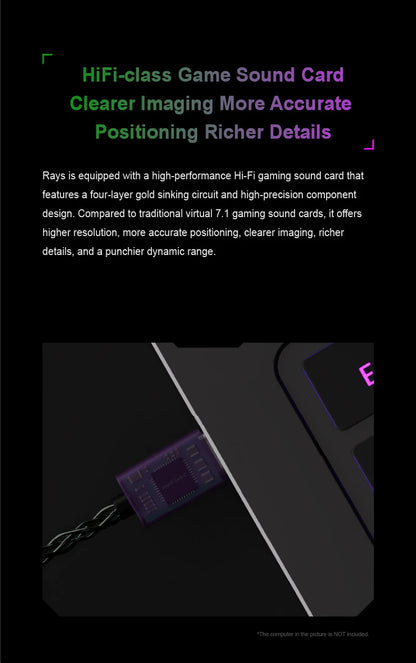 MOONDROP RAYS Gaming Earphones Gravity USB-C DSP Game Sound Card Professional Gaming lEMs Co-tuned with Professional Players