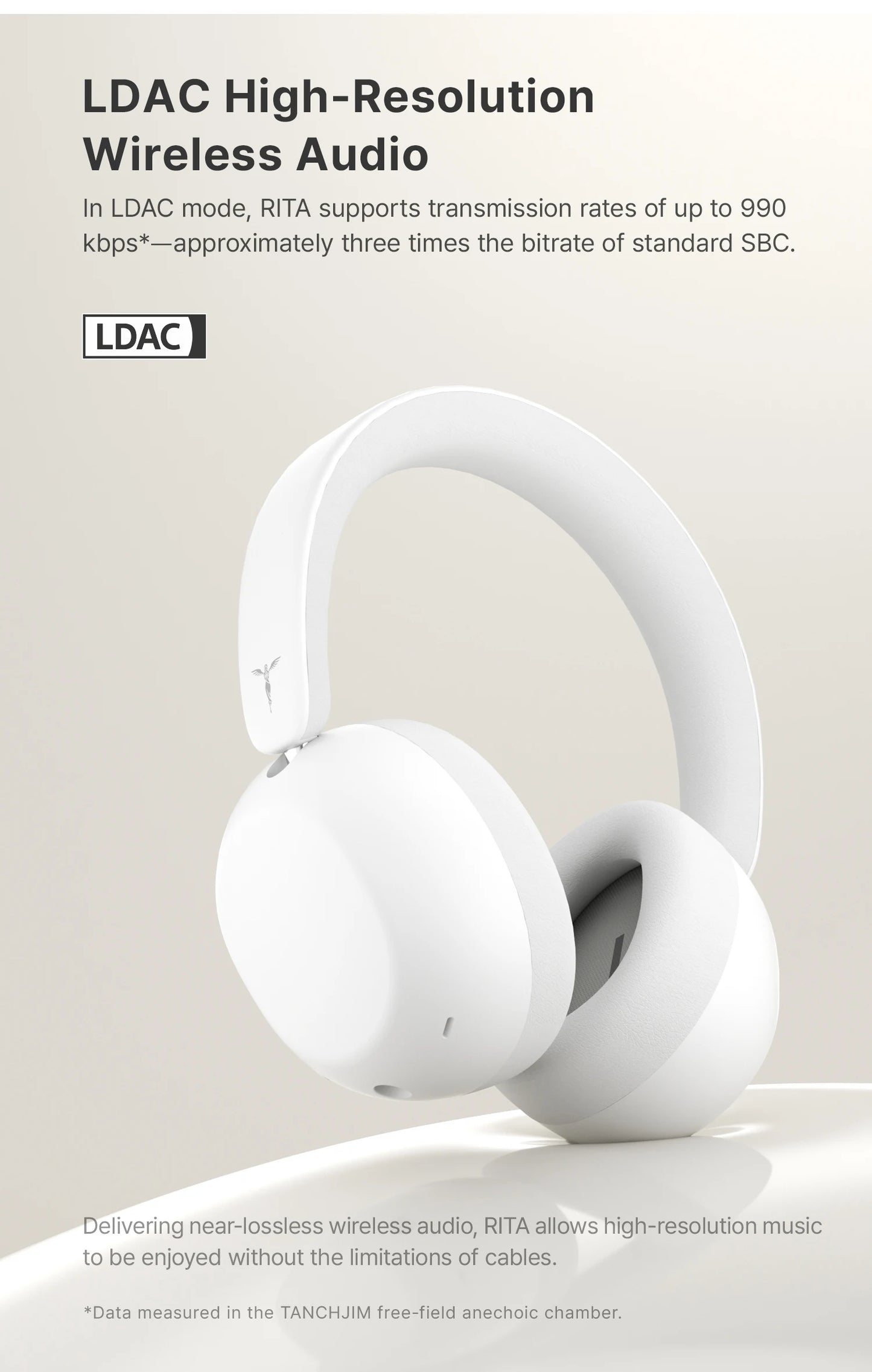 TANCHJIM RITA HiFi Bluetooth Headset Wireless/Wired LDAC ANC・ENC 40mm DMT5 Dynamic Driver Bluetooth 6.0 + 3.5mm Gaming Over-Ear